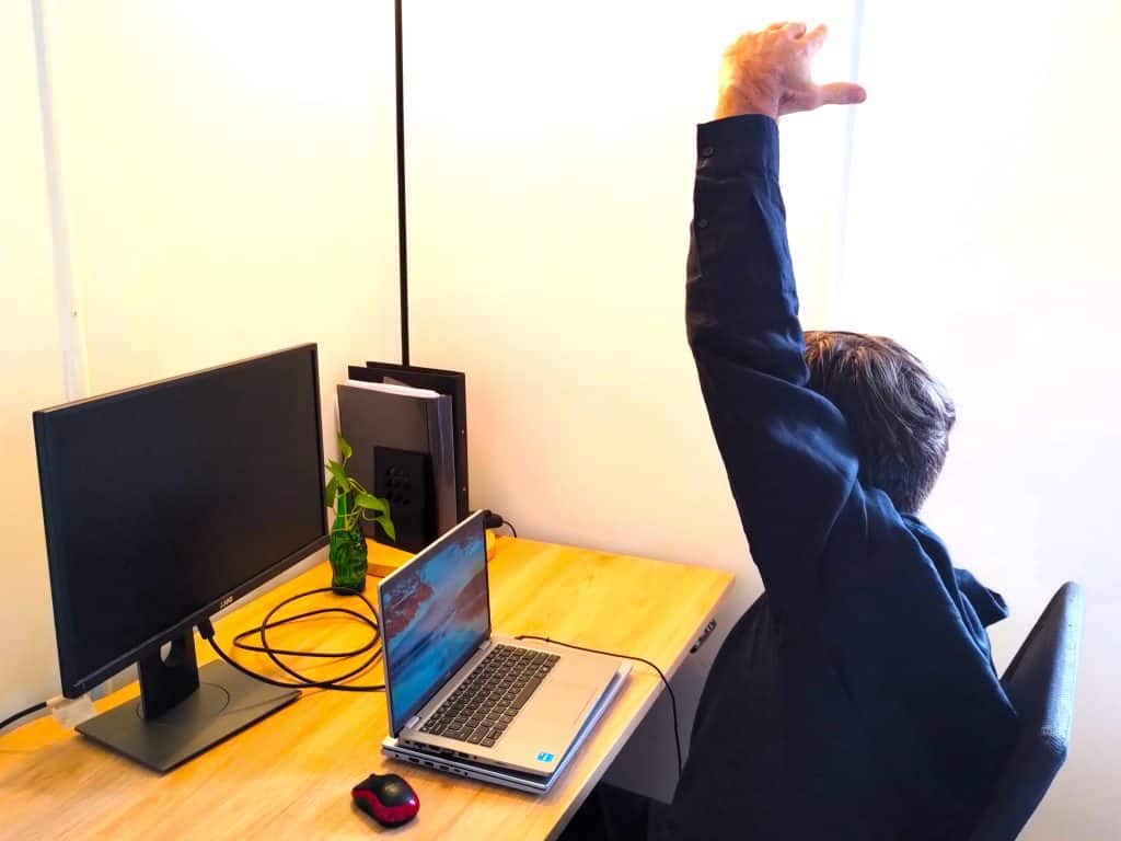stretches at computer